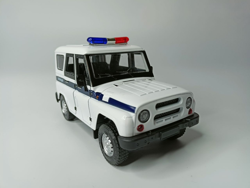 Коллекционная машинка игрушка металлическая УАЗ-469 для мальчиков масштабная модель 1:24 бело-синий  #1