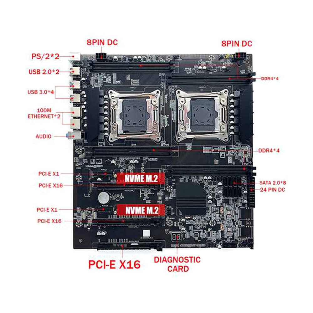 Материнская плата с двумя сокетами X99 LGA2011-3, поддержка двух ...