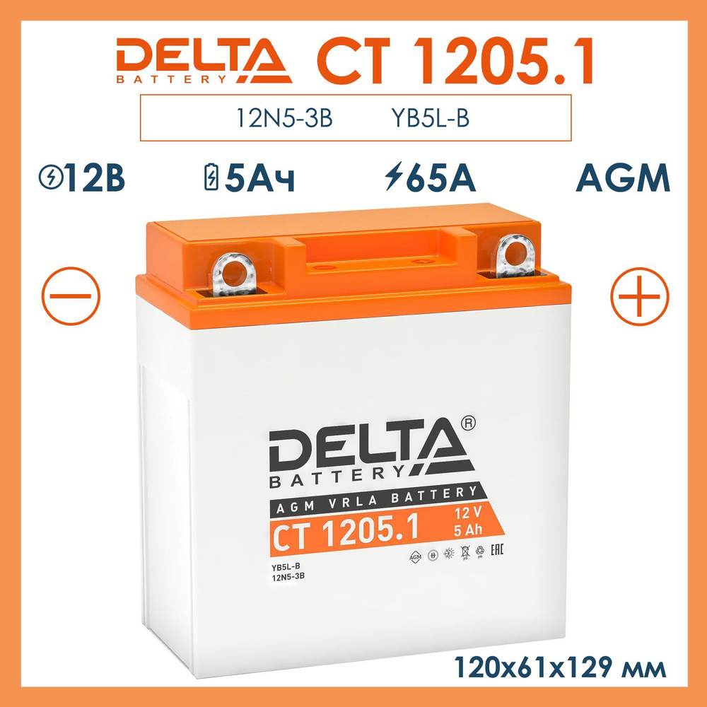 Delta аккумуляторная батарея CT 1205.1 (12N5-3B, YB5L-B) #1