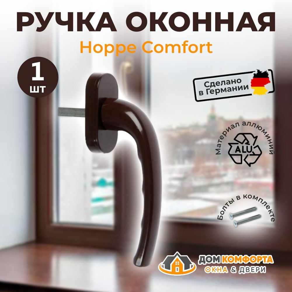 Ручка для пластиковых окон пвх коричневая Hoppe Comfort 1шт #1