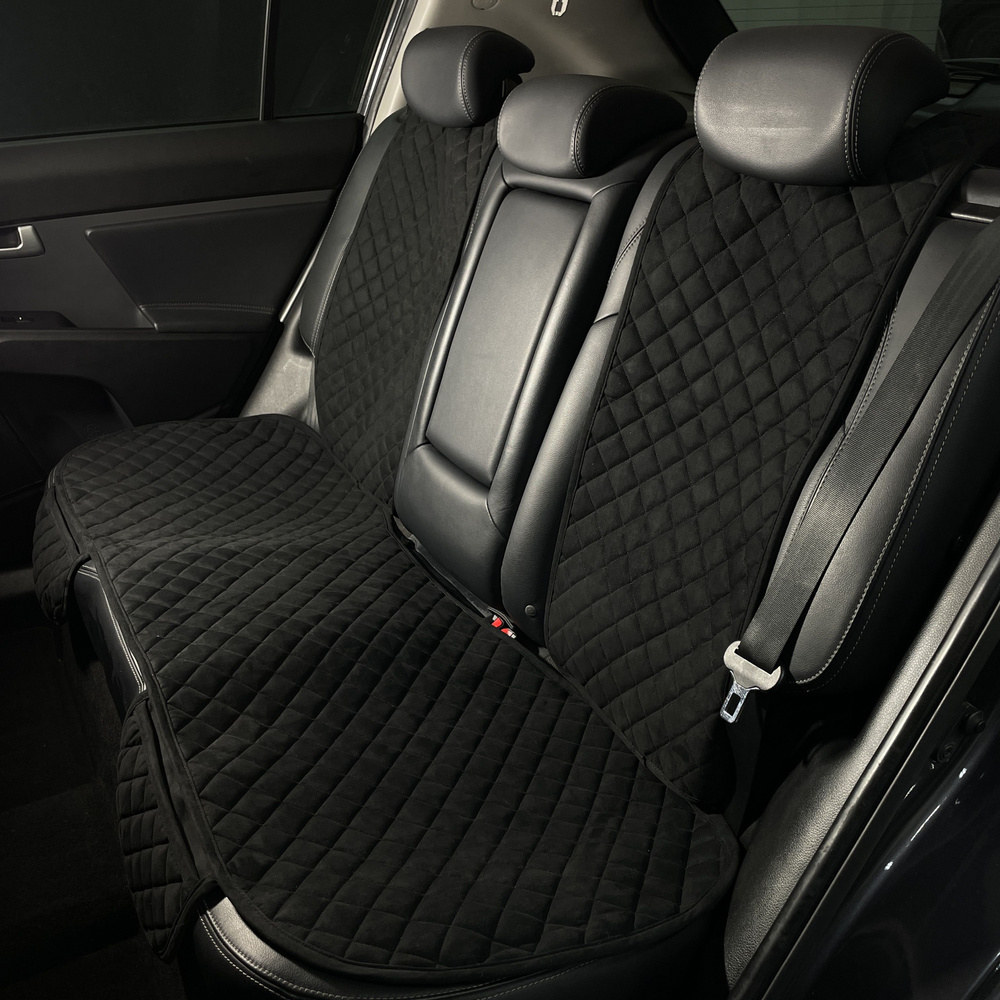 Накидки для Мазда 6 (2018 - 2024) седан / Mazda 6 на задние сиденья RS, Алькантара, Черный  #1