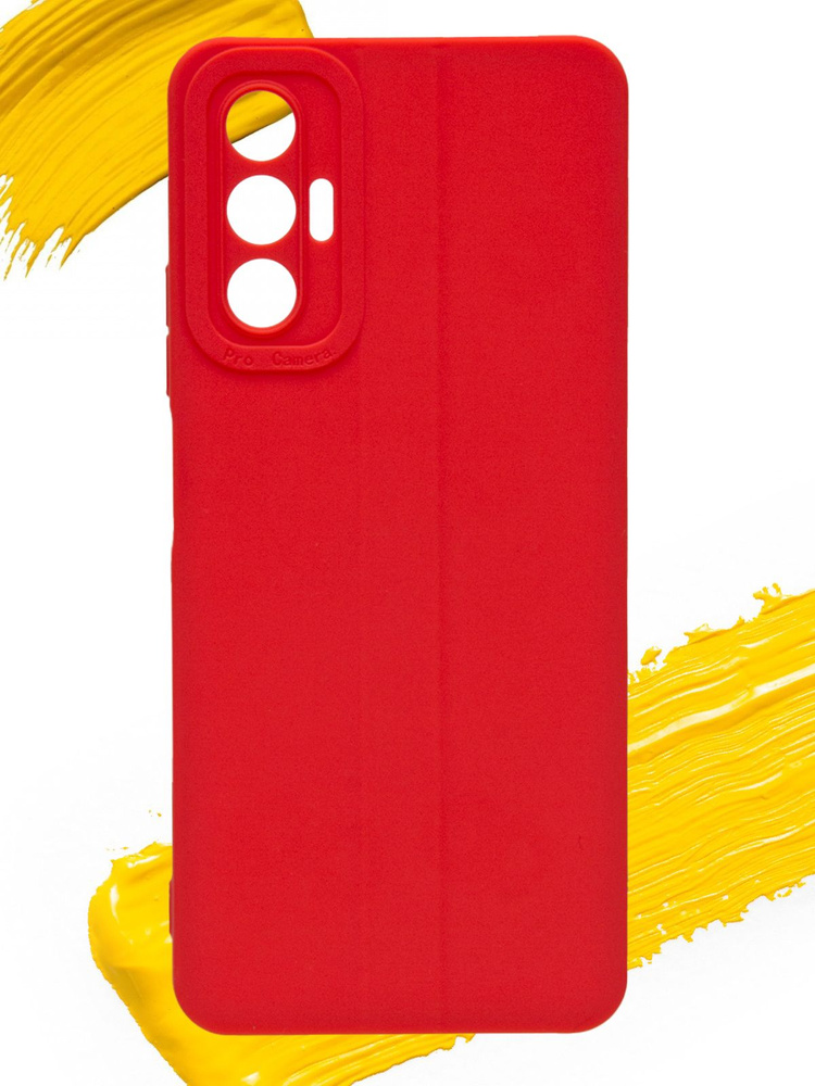 Чехол для Tecno Pova 3 / чехол на текно пова 3 с защитой камеры красный  #1