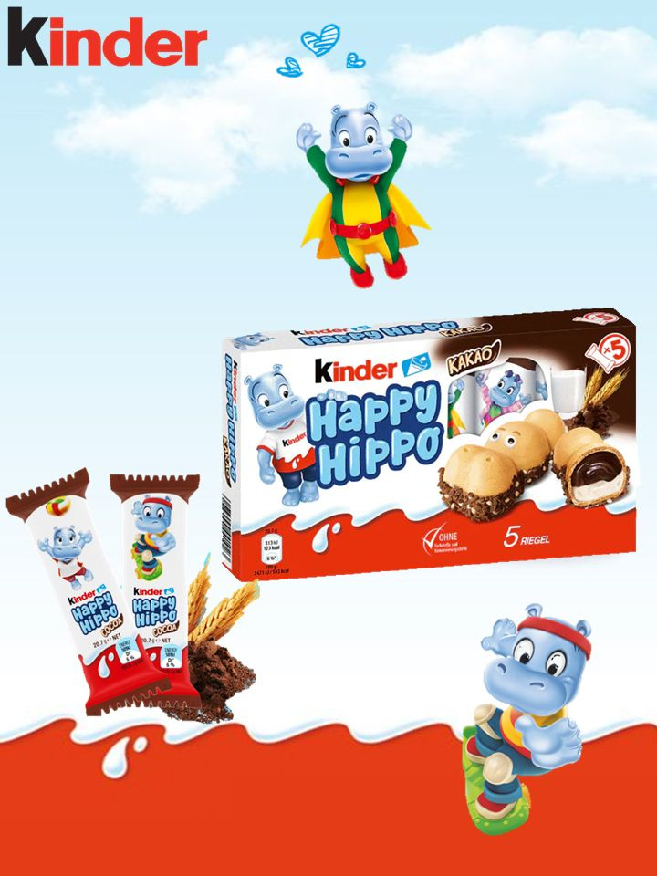 Батончики Kinder Happy Hippo Cacao 104 гр #1