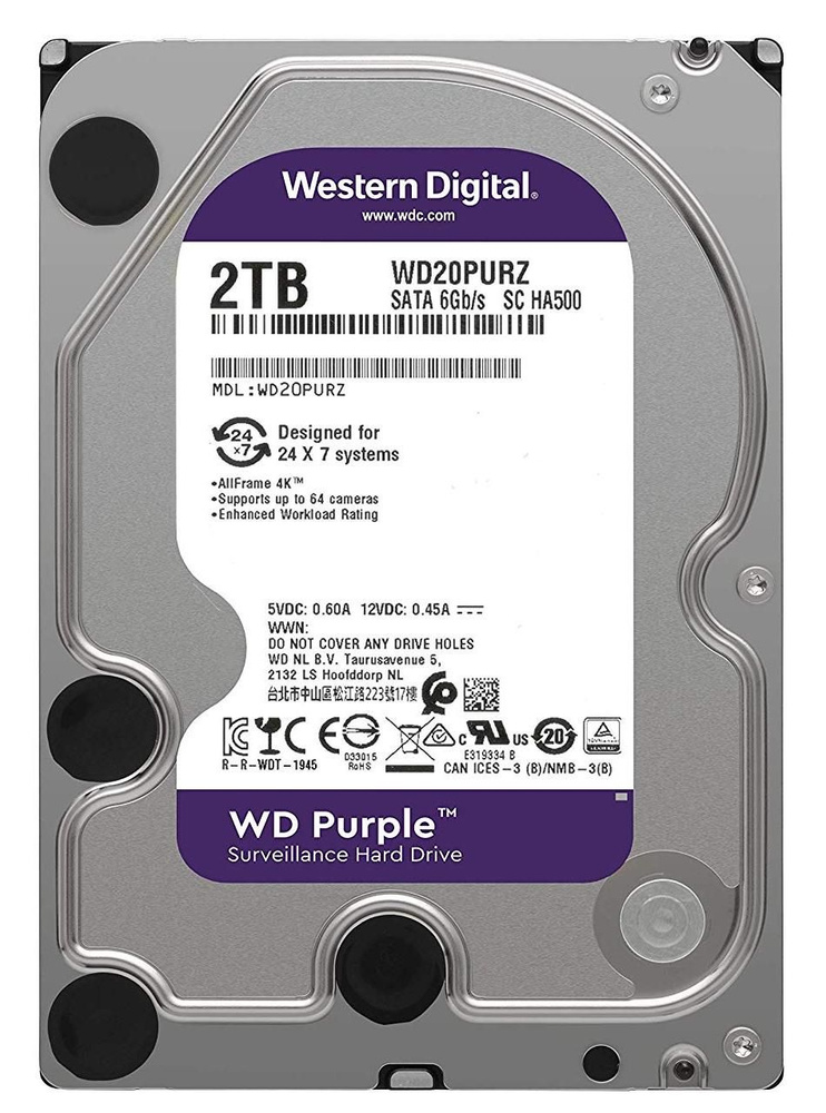 Western Digital 2 ТБ Внутренний жесткий диск Жесткий диск 3.5" HDD 2 Tb WD20PURX (WD20PURX)  #1