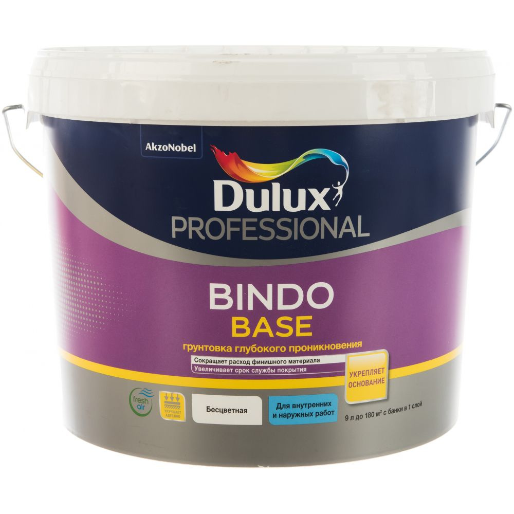 Универсальная грунтовка глубокого проникновения DULUX BINDO BASE (концентрат 1:1; 9 л) 5360774  #1