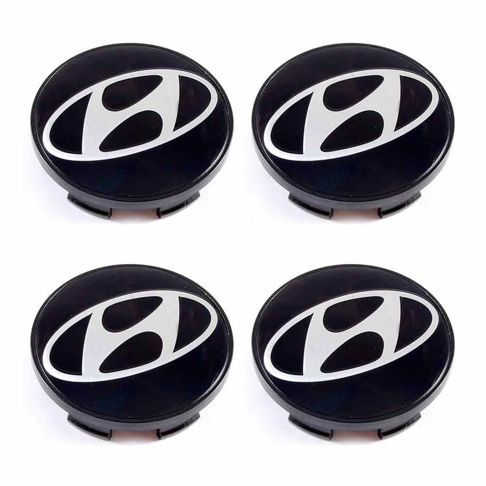 Колпачки на литые диски СКАД 56/51/12 мм - 4 шт / Заглушки ступицы Hyundai черный  #1