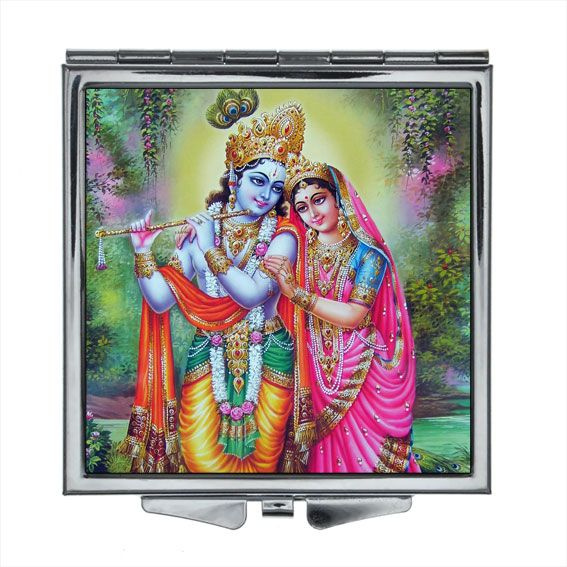 Складное зеркало квадратное Кришна и Радха #1