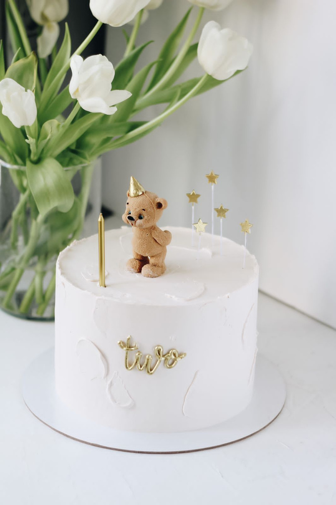Фигурный шоколад Мишка со свечой/Фигурка на торт #1