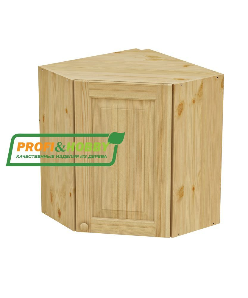 Кухонный модуль навесной шкаф угловой 60х60х72см, 100% массив сосны бесцветный лак  #1