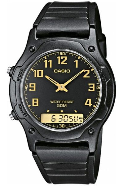 Электронные мужские наручные часы Casio Collection AW-49H-1B с двойным временем  #1