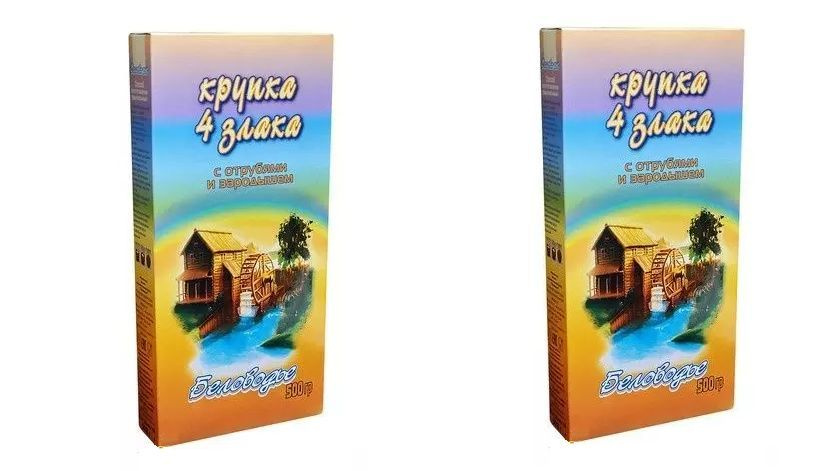 Беловодье Крупа "4 злака", с отрубями и зародышами пшеницы, 500 г, 2 шт  #1