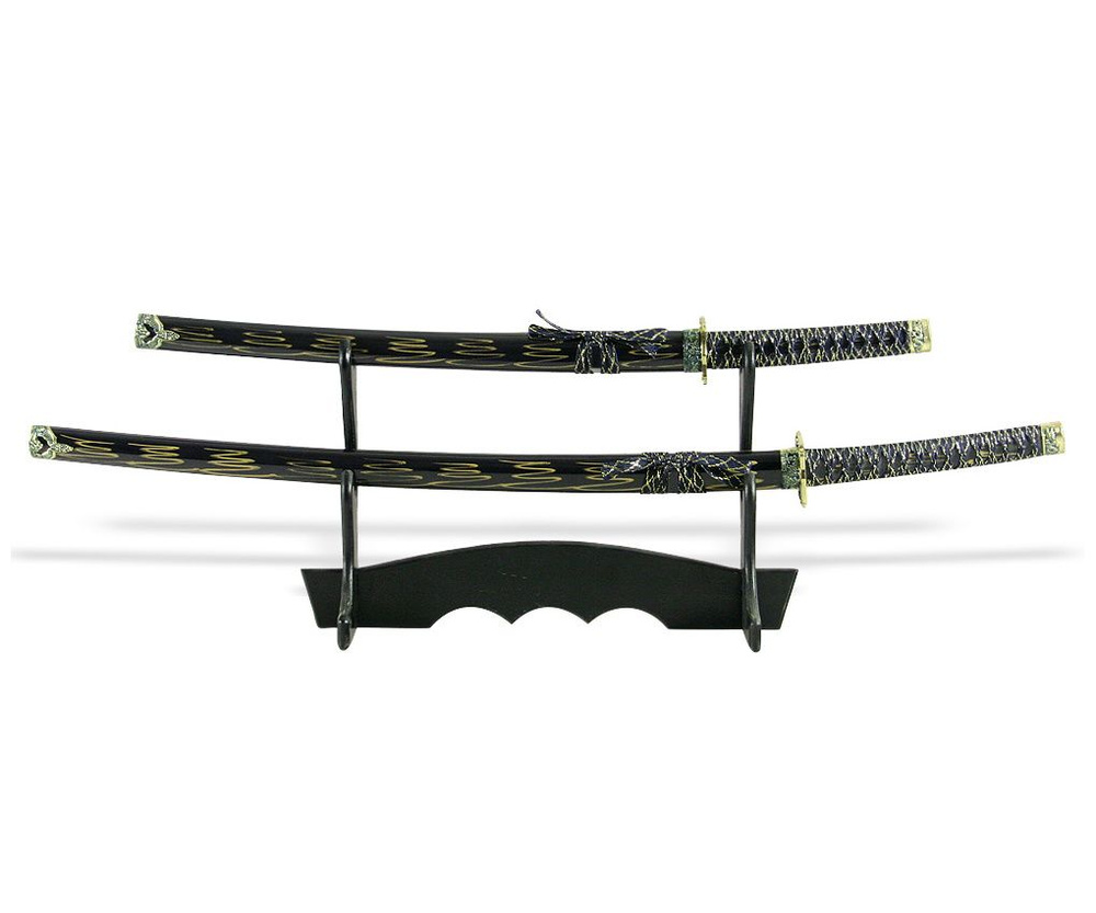 Самурайские мечи Катана и Вакидзаси (2 шт., сине-желтые ножны)  #1