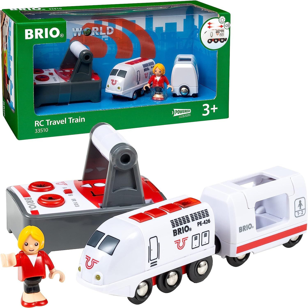 Деревянная железная дорога BRIO 33510 Радиоуправляемый пассажирский поезд с вагоном и пассажиром  #1