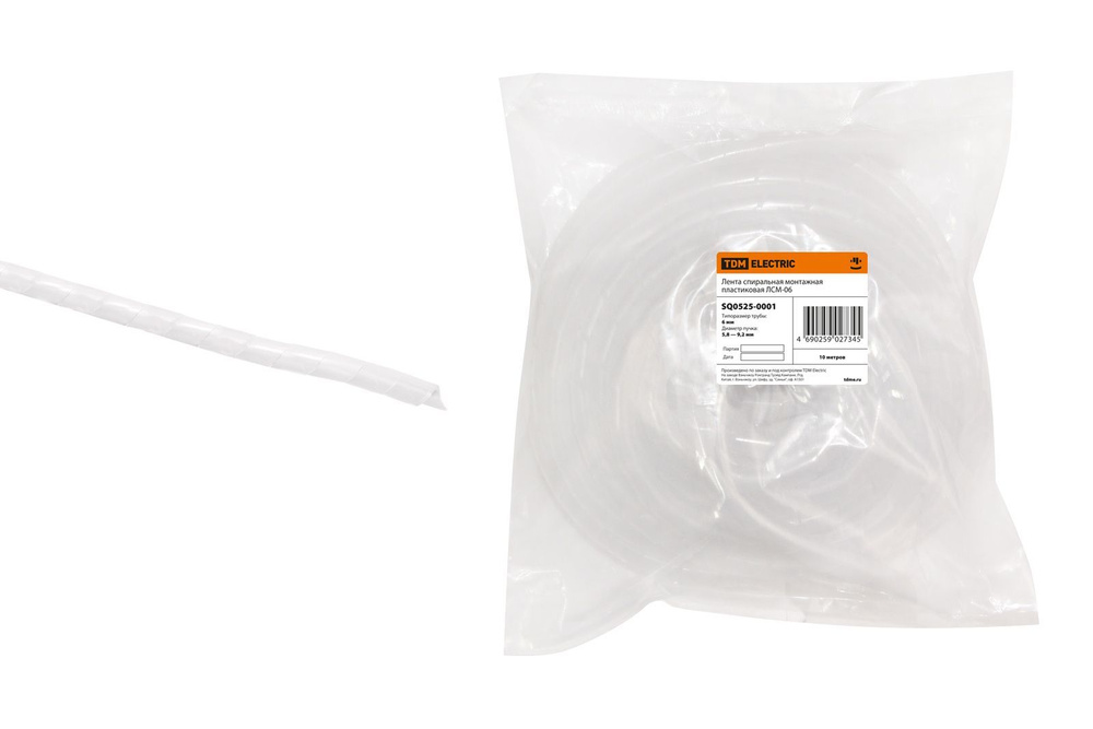 Спиральная монтажная пластиковая лента TDM ЛСМ-06 10 м/упак SQ0525-0001 - 4 упак  #1