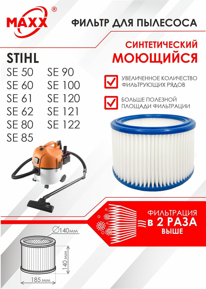 PET фильтр синтетический, моющийся для пылесоса Stihl SE 60 ... SE 122 E ПЭТ-фильтр  #1