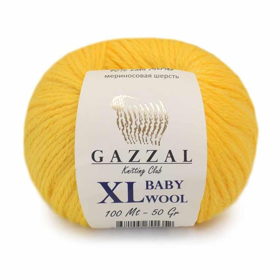 Пряжа полушерсть для вязания GAZZAL Baby Wool XL (Газзал Бэби Вул ХЛ), 1 шт цвет 812 желтый  #1