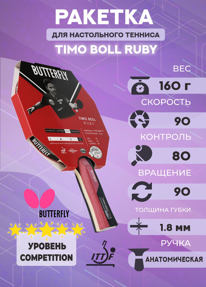 Ракетка Butterfly Timo Boll Ruby #1