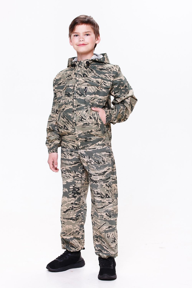 Маскхалат детский камуфляжный костюм с противоэнцефалитной сеткой 214, 100% хлопок - СТА-маскдет-сс214 #1