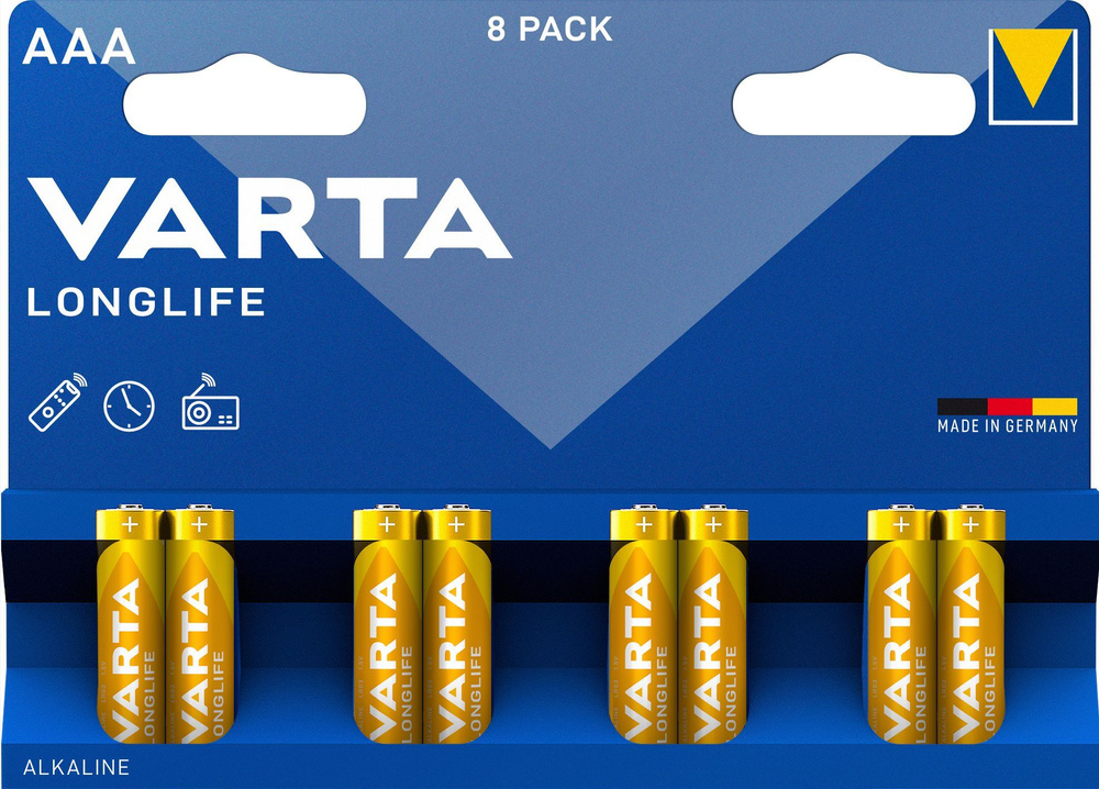 Батарейки VARTA LONGLIFE AAА 8 шт, мизинчиковые #1