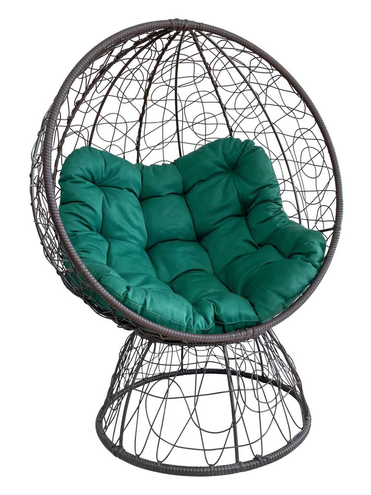 Кресло-кокон ОРЕОН стоячее коричневый (зеленая подушка)  #1