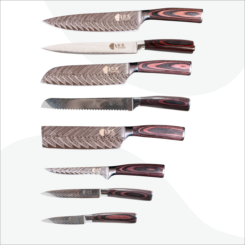 Набор кухонных ножей Onnaaruji. 8 предметов. Профессиональные. Fish Bones серия  #1