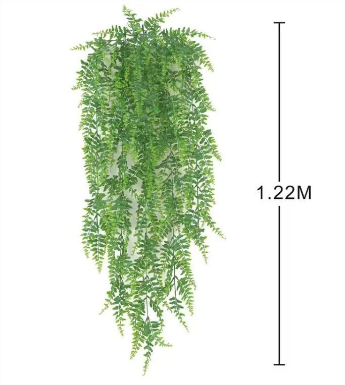 Декоративное искусственное растение Бостонский Папоротник 120 см / Большая подвесная ампельная ветвь #1