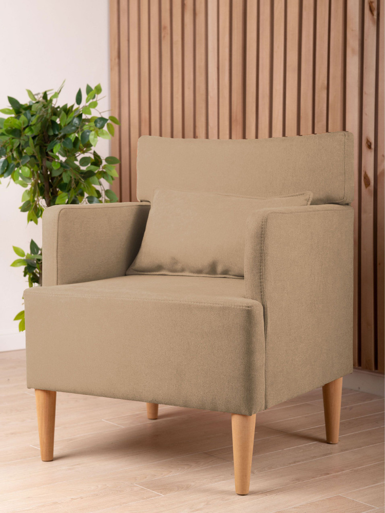 Кресло MONOFIX КИУС, микровелюр светло-коричневый (№4), 63х60х80 см (ШхГхВ)  #1