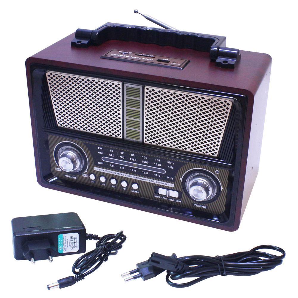 Bluetooth радиоприемник в стиле "Ретро" Kemai MD-1802BT Темный (с блоком питания DC 6V 1А в комплекте) #1