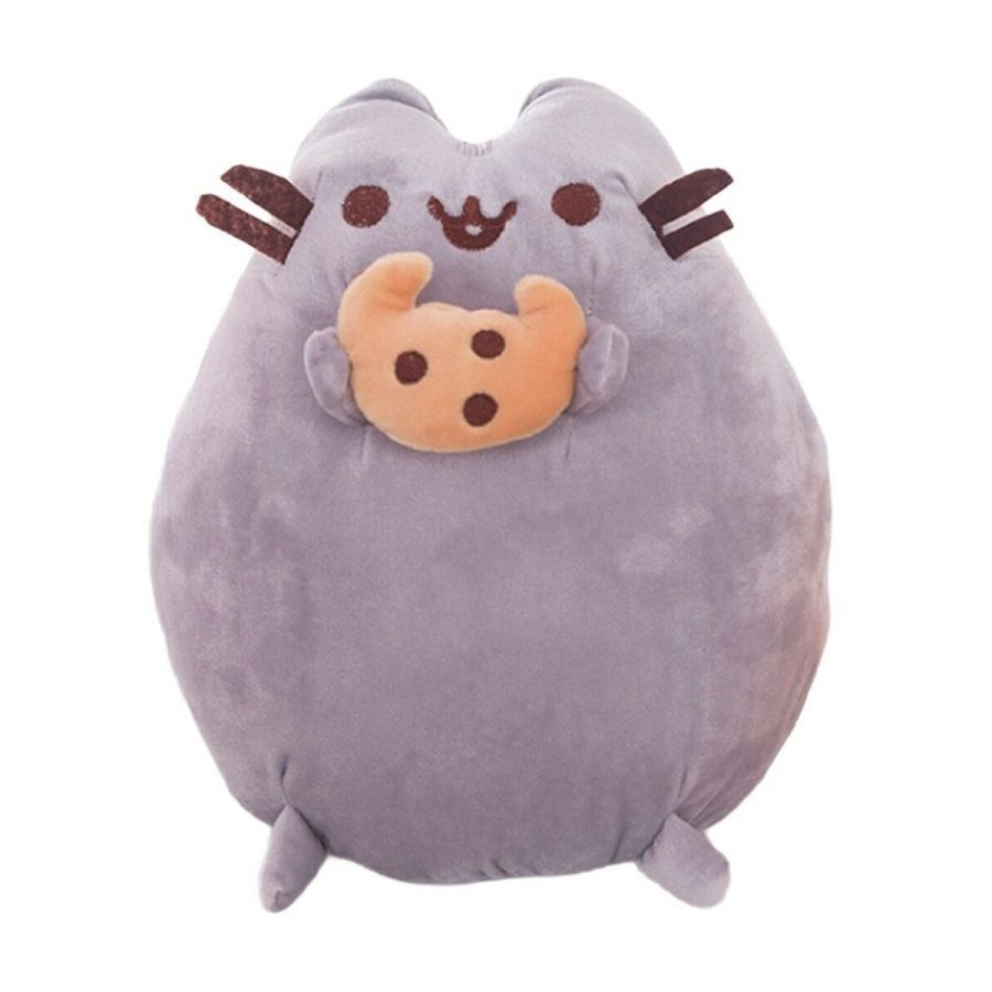 28 см пушин кот мягкая игрушка с рогаликом pusheen (10 штук наклейки в подарок)  #1