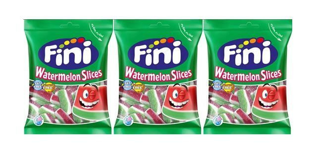 Мармелад жевательный Fini Watermelon Slices / Фини Арбузные Дольки, 3 шт * 90 гр, Испания  #1