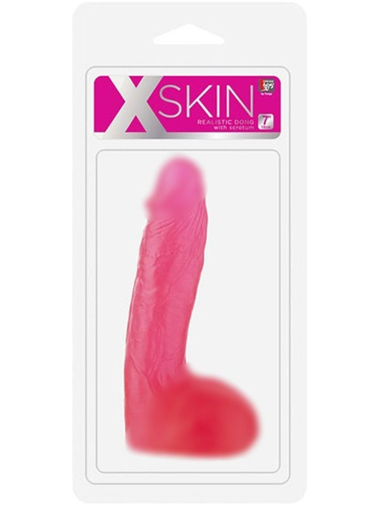 Dream Toys Фаллоимитатор с мошонкой, реалистичный XSKIN 7 PVC DONG - TRANSPARENT PINK  #1