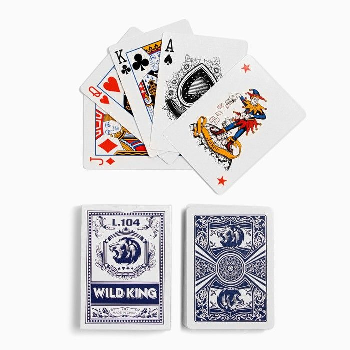 Карты игральные бумажные Wild King, 55 шт, 280 г/м2, синие, 6.3 х 8.8 см  #1