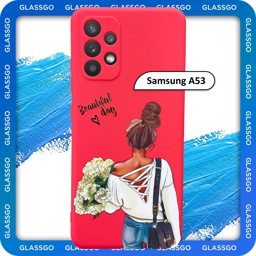 Чехол силиконовый с рисунком девушка с цветами на Samsung A53 на Самсунг А53  #1