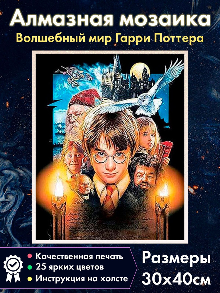 Алмазная мозаика Гарри Поттер, Гермиона, Рон, Дамблдор, Хагрид  #1