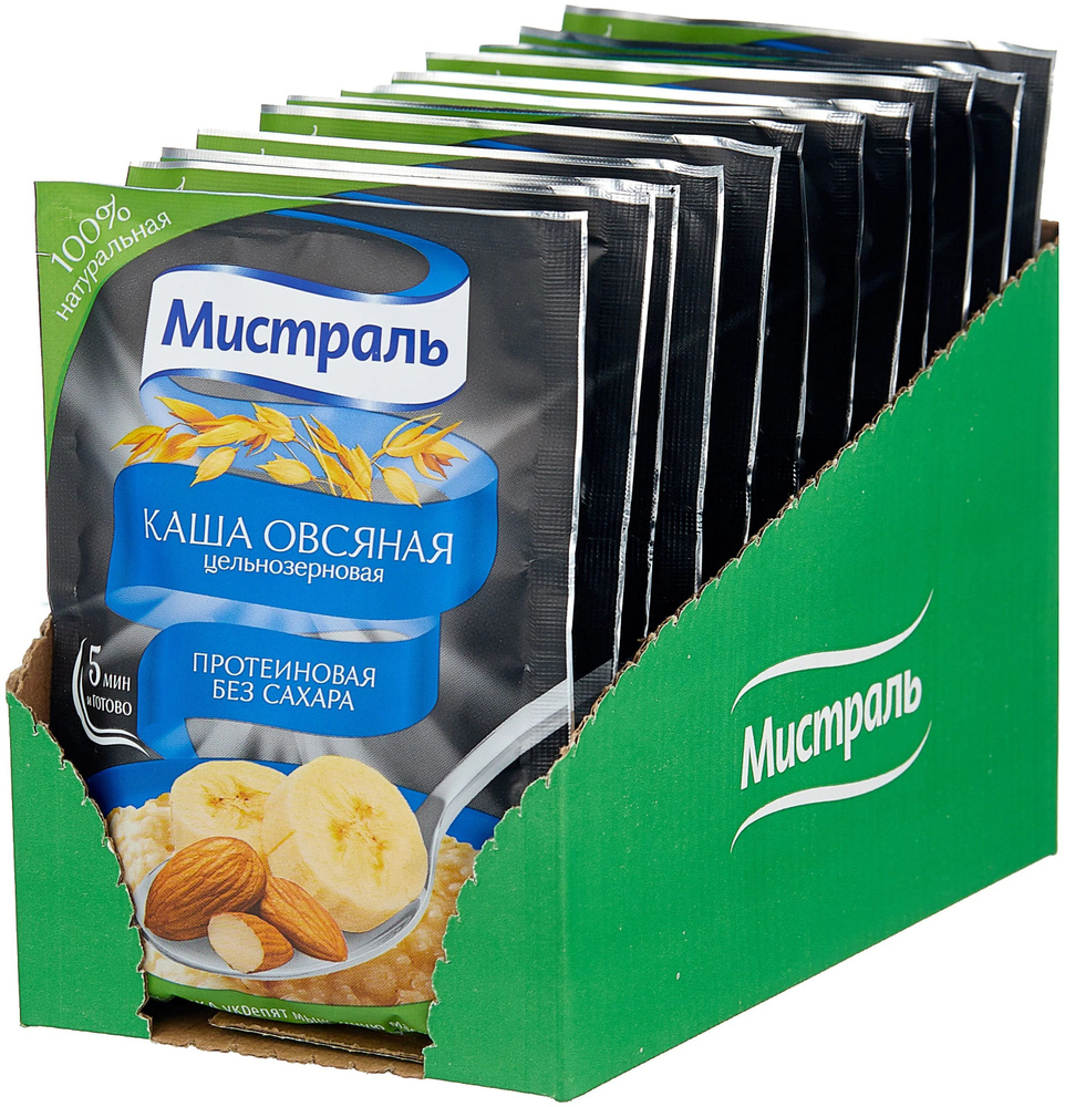 Каша овсяная протеиновая без сахара Мистраль, 40г * 12шт. #1