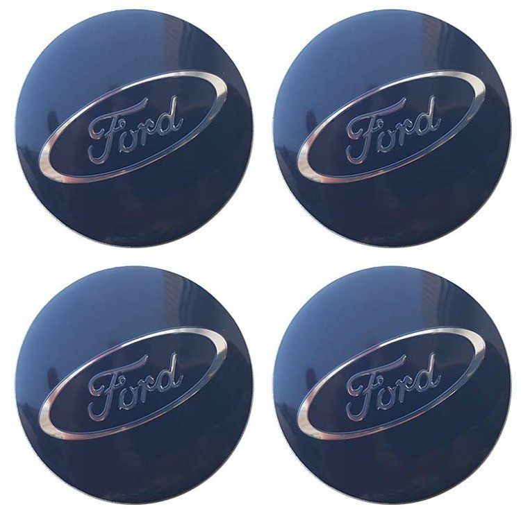 Наклейки на диски 60 мм 4 шт / Стикеры на колпачки дисков Ford синие сфера алюминиевые  #1