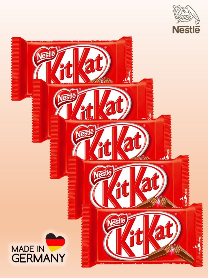 Батончик KitKat 4 fingers молочный шоколад с хрустящей вафлей, 41.5 г* 5 шт (Германия)  #1
