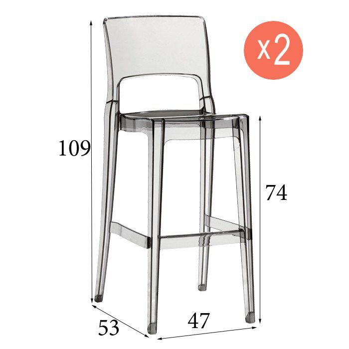 Комплект барных прозрачных стульев Isy Antishock, 2 шт., цвет прозрачный, Scab Design  #1
