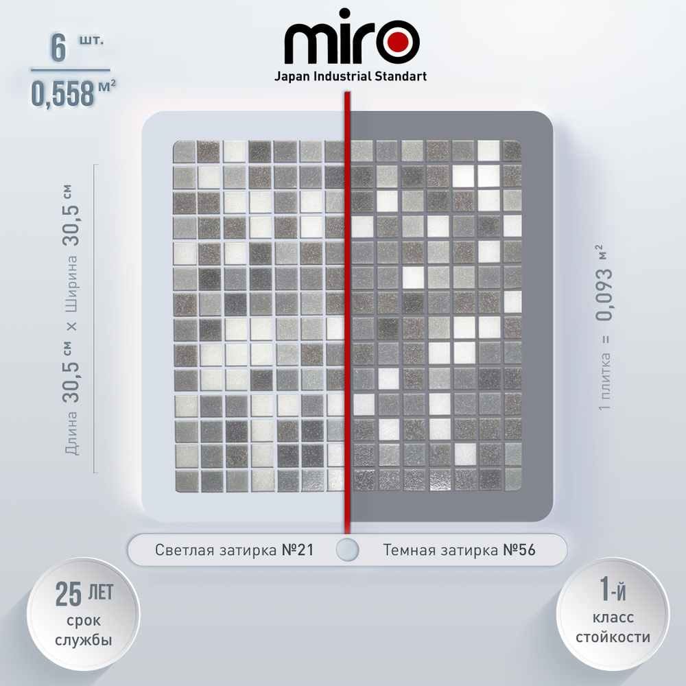 Плитка мозаика MIRO (серия Einsteinium №310), универсальная стеклянная плитка мозаика для ванной комнаты #1