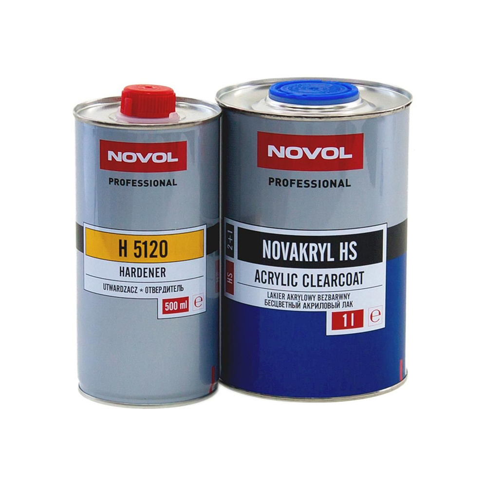 Профессиональный автомобильный акриловый лак Novol Novakryl HS 2+1 Acrylic Clearcoat в банке 1 л. с отвердителем #1