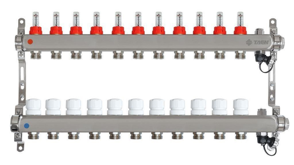 Коллекторная группа для теплого пола TAEN 1x3/4x11 вых. с расходомерами, регулир.клапанами, ручным воздух-ом, #1