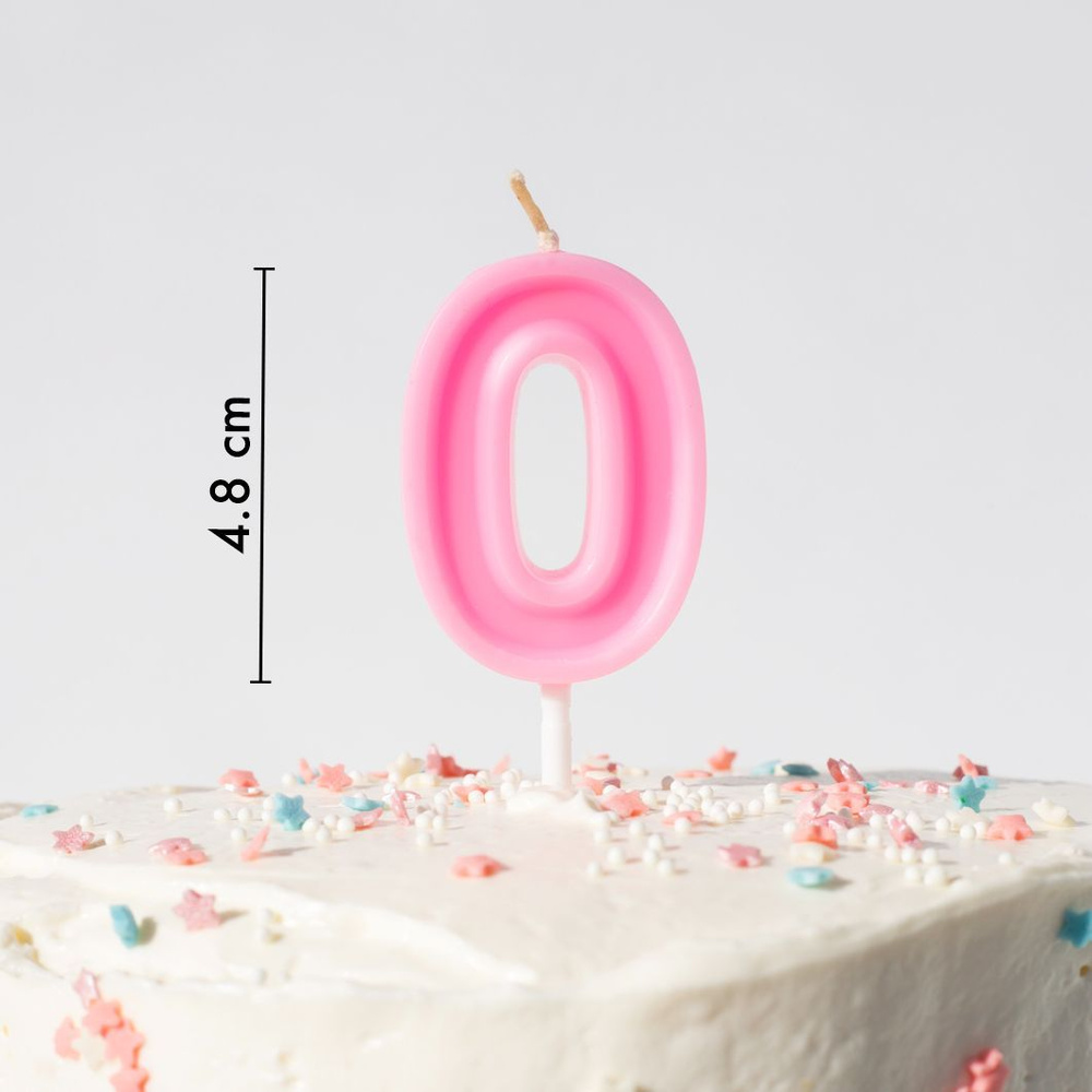 Свечи для торта на День Рождения цифра номер 0, розовая #1