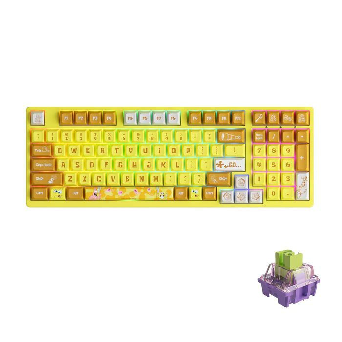 Игровая клавиатура AKKO 3098S SpongeBob USB Кабель RGB Akko CS Starfish Switch,JDA profile keycap, русская #1