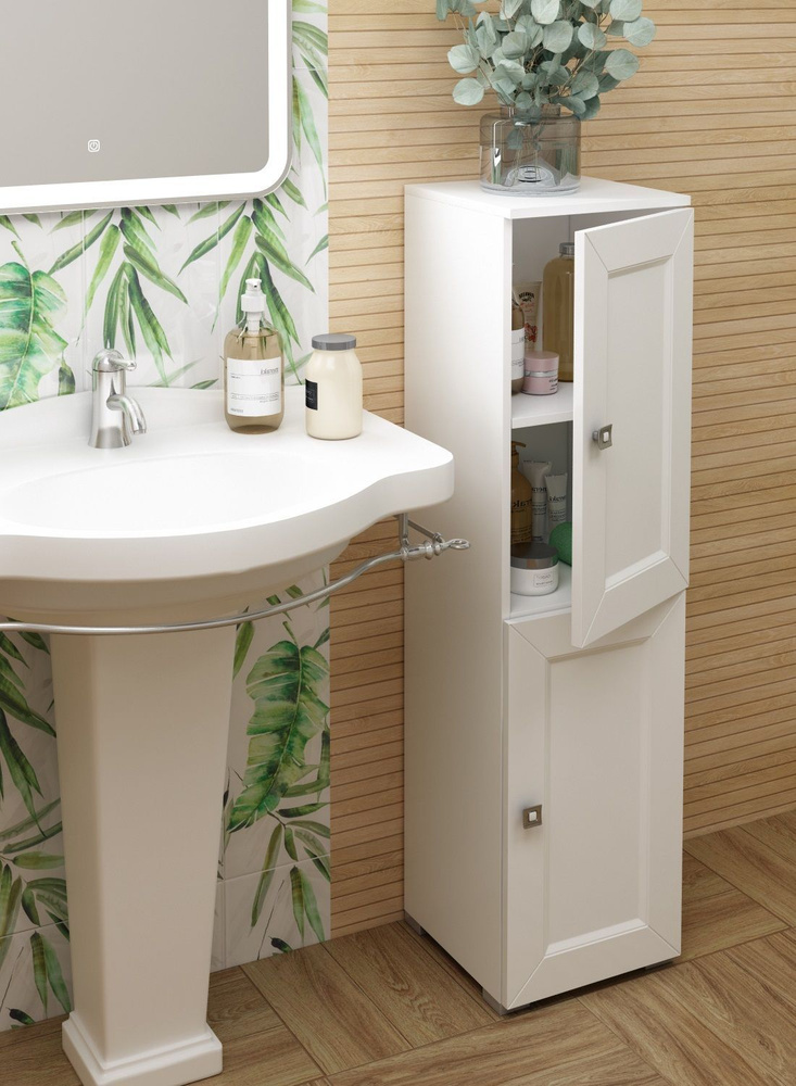 REGENT style Шкаф-пенал для ванной, ВШТГранд2д/бел/правый, 30х30х115 см, Правый  #1