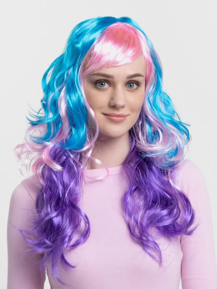 Карнавальный праздничный парик из искусственного волоса Riota Единорог Супер-медиум Нежная пастель, 50 #1