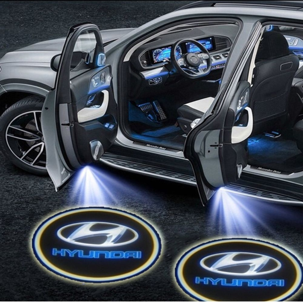 Подсветка двери Хендай,(проекция логотипа авто для Hyundai), беспроводная 2 шт  #1
