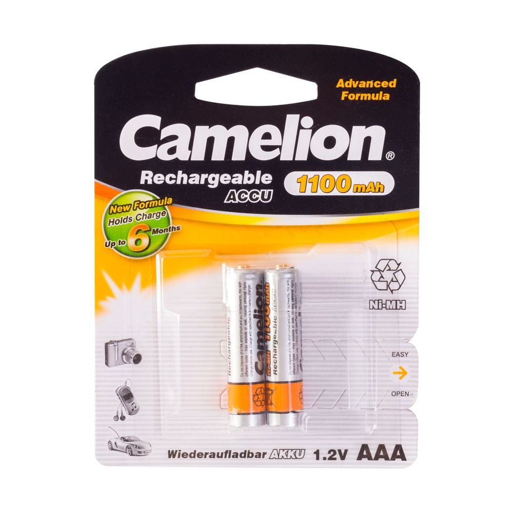 Аккумулятор CAMELION Rechargeable Ni-MH NH-AAА1100BP2 2 шт. в блистере #1