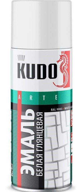 Аэрозольная краска KUDO "Эмаль универсальная высокопрочная RAL в баллончике", Алкидная, 0.52 л, Белая #1