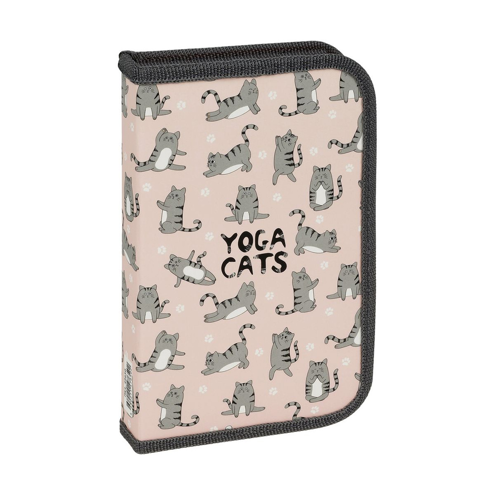 Пенал 1 отделение, 190*115 ArtSpace "Yoga Cats", ламинированный картон, софт-тач  #1