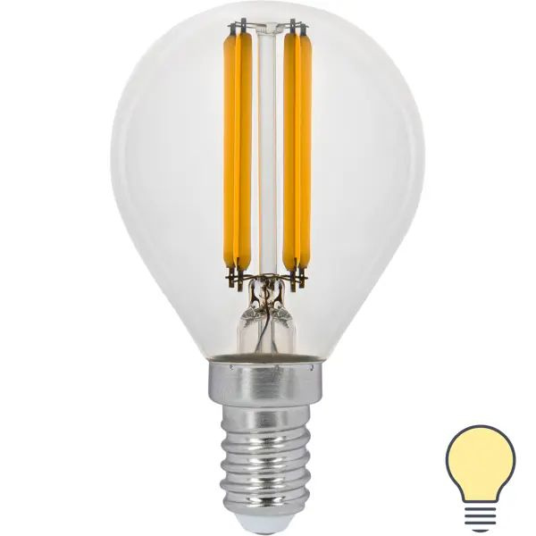 Лампа светодиодная Gauss LED Filament E14 11 Вт шар прозрачный 720 лм, тёплый белый свет  #1